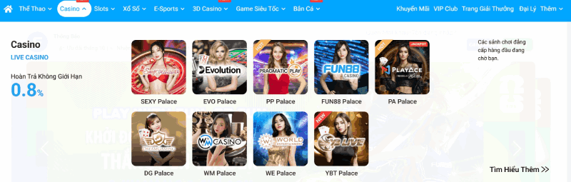 các sản phẩm cá cược Fun88