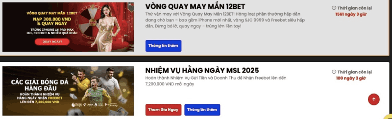 nhà cái tặng tiền 12BET
